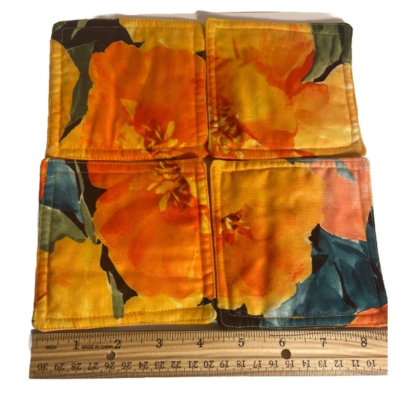 Vintage Fabric Coasters Hawaiian Tropical Floral fabric squares  flowers Hawaii - Picture 4 of 7